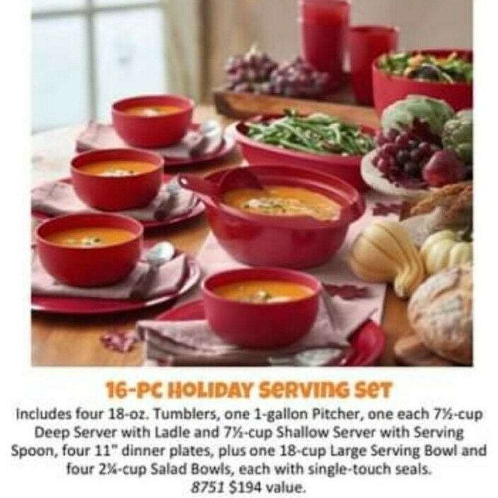 .TUPPERWARE 16Pc. HOLIDAY SET RED/WHITE.😊FREE SHIPPING